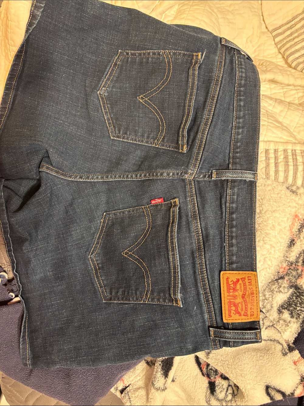 Levi's Dark Blue Denim Jean Shorts - Picture 3 of 5